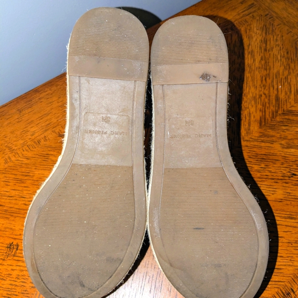 MARC FISHER VARIN Espadrille Wedge Platform Black Leather Suede Sandals  Sz 8M - Picture 14 of 14